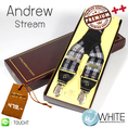 Andrew Stream - สายเอี้ยม (Suspenders) สายสีกรมท่าเทา ลายน้ำเงิน เทา แดง ขนาดสาย กว้าง 3.5 เซนติเมตร