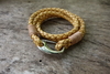 รูปย่อ กำไลข้อมือหนังแท้ สีธรรมชาติ เส้นใหญ่ แบบพัน 2รอบ [ Nature colored leather bracelet ] รูปที่2