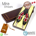 Mira Stream - สายเอี้ยม (Suspenders) สายสีแดงดำ ลายเส้นแดง ดำ ขาว ขนาดสาย กว้าง 3.5 เซนติเมตร