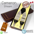 Cameron Stream - สายเอี้ยม (Suspenders) สายสีครีม ลายซิกแซก ดำ ครีม ขนาดสาย กว้าง 3.5 เซนติเมตร
