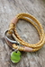 รูปย่อ กำไลข้อมือหนังแท้ สีธรรมชาติ +ตุ้งติ้งสแตนเลส [Nature color bracelet with 2-strand, double wrap bracelet with SS disc] รูปที่4