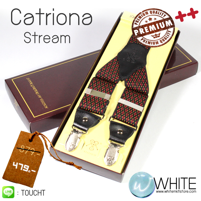 Catriona Stream - สายเอี้ยม (Suspenders) สายสีดำแดง ลายข้ามหลามตัดแดง ขนาดสาย กว้าง 3.5 เซนติเมตร รูปที่ 1