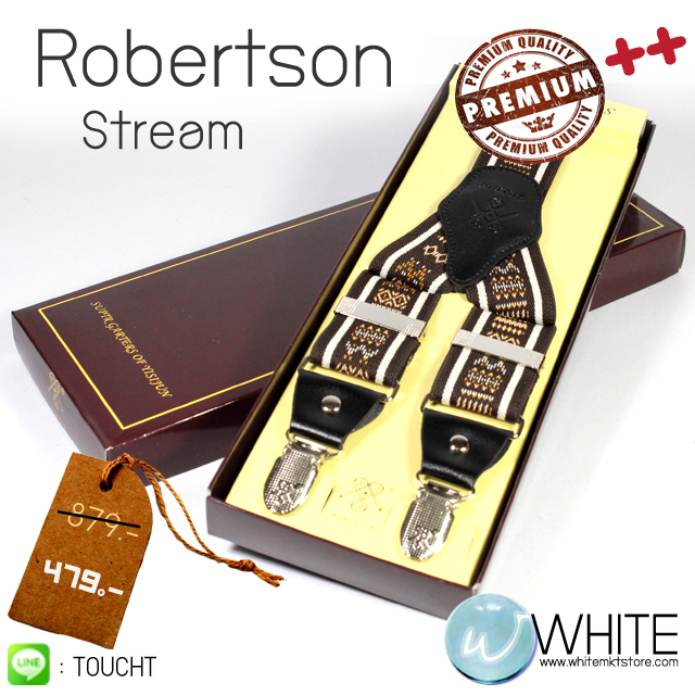 Robertson Stream - สายเอี้ยม (Suspenders) สายสีน้ำตาลเข้ม ลายเส้นตรง ขนาดสาย กว้าง 3.5 เซนติเมตร รูปที่ 1
