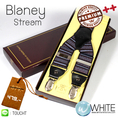 Blaney Stream - สายเอี้ยม (Suspenders) สายสีดำฟ้า ลายขวางฟ้า ดำ แดง ขนาดสาย กว้าง 3.5 เซนติเมตร