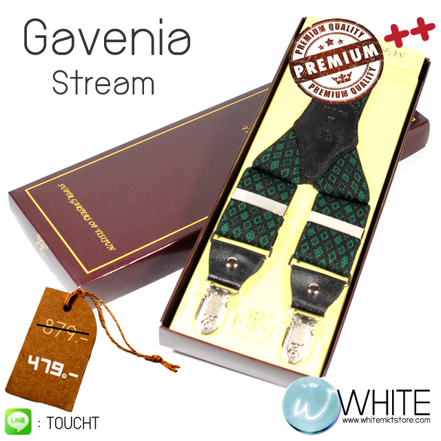 Gavenia Stream - สายเอี้ยม (Suspenders) สายสีเขียว ลายข้าวหลามตัด ขนาดสาย กว้าง 3.5 เซนติเมตร รูปที่ 1
