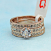 รูปย่อ Size R 1/2 bondsnet 18k 18ct Rose gold GP Band Wedding Crystal Lab Diamond Ring Set TD-194 รูปที่2