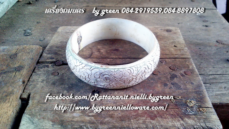 เครื่องถมนคร by green กำไล ถมเงิน ลายดอกพุดตาน แบบสวม หน้ากว้าง 2 cm. รูปที่ 4