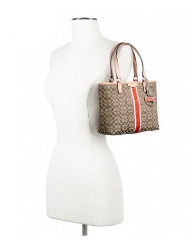 กระเป๋า COACH SIGNATURE STRIPE 6CM TOP HANDLE TOTE F50649  รูปที่ 3