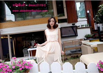 พร้อมส่ง ชุดเดรสยาวผ้าชีฟอง ใส่เที่ยว ใส่ทำงาน ชิวๆ น่ารัก รูปที่ 3