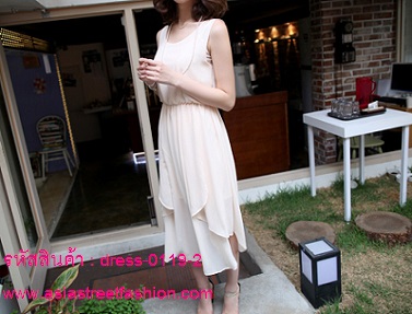 พร้อมส่ง ชุดเดรสยาวผ้าชีฟอง ใส่เที่ยว ใส่ทำงาน ชิวๆ น่ารัก รูปที่ 5