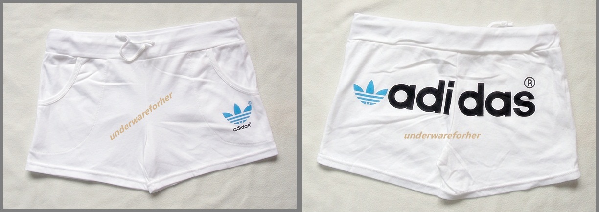 กางเกงขาสั้น ADIDAS สีขาว LOGO สีฟ้า สวยๆ รูปที่ 1