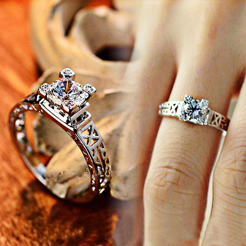 bondsnet Size O 18k 18ct White Gold GP Wedding Crystal Lab Diamond Ring TD-146 รูปที่ 1