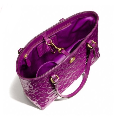 กระเป๋า COACH PEYTON OP ART EMBOSSED PATENT TOP HANDLE TOTE PINK TULLE  F50540 รูปที่ 4