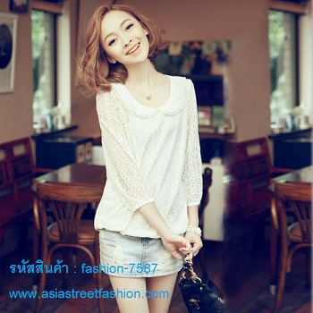 พร้อมส่ง  เสื้อลูกไม้แฟชั่น สไตล์เกาหลี แบรนด์ R.JSTORY  รูปที่ 5