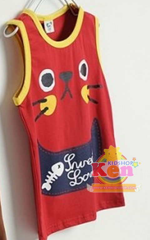 CISI เสื้อกล้ามเด็ก แมวน้อย Sweet Love สีแดง รูปที่ 3