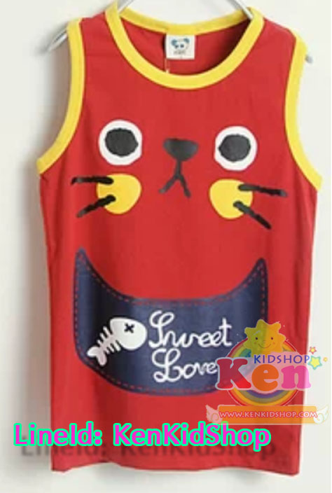 CISI เสื้อกล้ามเด็ก แมวน้อย Sweet Love สีแดง รูปที่ 1