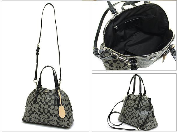 กระเป๋า COACH  PEYTON SIGNATURE CORA DOMED SATCHEL SILVER BLACK  F24606 รูปที่ 3