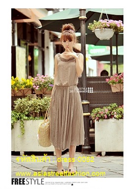 พร้อมส่ง ชุดเดรสยาว สีน้ำตาล  ใส่ทำงาน ใส่เที่ยว น่ารักๆ รูปที่ 6