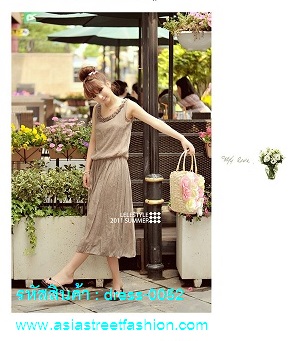 พร้อมส่ง ชุดเดรสยาว สีน้ำตาล  ใส่ทำงาน ใส่เที่ยว น่ารักๆ รูปที่ 3