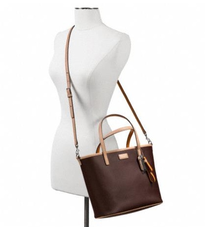 กระเป๋า COACH PARK METRO LEATHER SMALL TOTE PORCELAIN BLUE F25663   รูปที่ 3