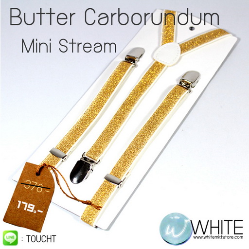 ฺButter Carborundum Mini Stream - สายเอี้ยมเส้นเล็ก (Suspenders) สายสีขาว ลายดิ้นทอง ขนาดสาย กว้าง 1.5 เซนติเมตร ยาวสุด  รูปที่ 1