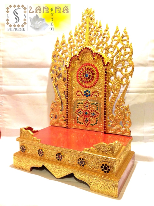 แท่นพระพม่าทรงสูง ฐานมีขอบใหญ่ 15 นิ้ว (งานกระจกสี) รูปที่ 3