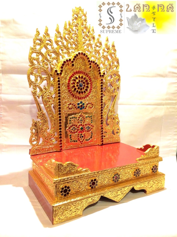  แท่นพระพม่าทรงสูง ฐานมีขอบใหญ่ 15 นิ้ว (งานกระจกสี) รูปที่ 2