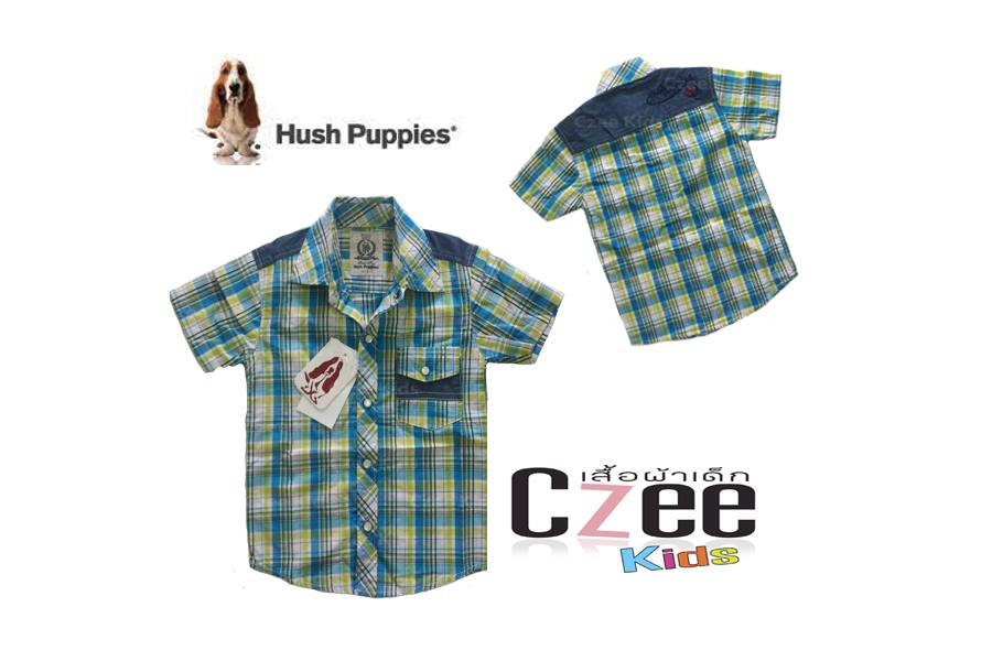 เสื้อผ้าเด็ก เสื้อ Shirt ลายสก๊อต สีเขียวฟ้า (Hush Puppies) รูปที่ 1