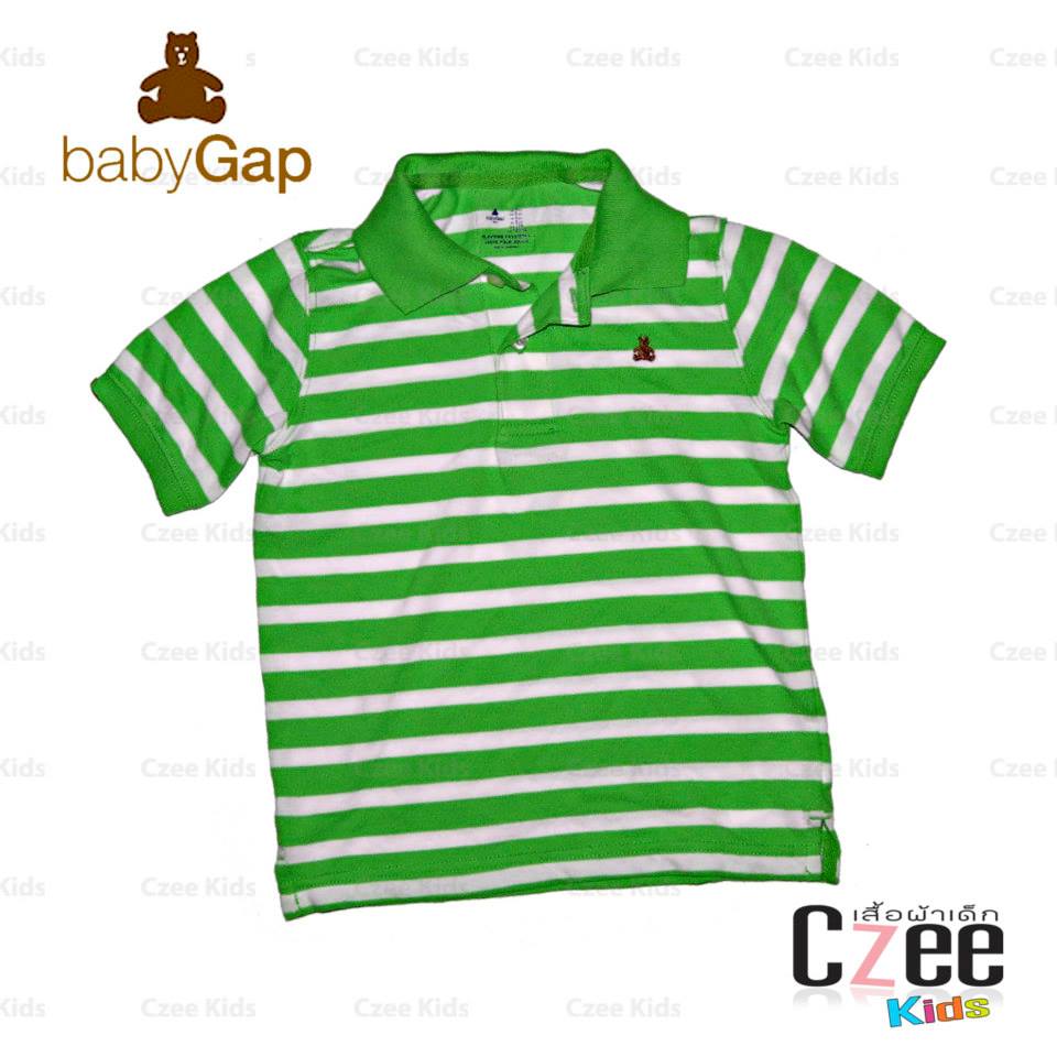 เสื้อผ้าเด็ก เสื้อเชิ๊ต baby Gap สีเขียวตัดขาว รูปที่ 1