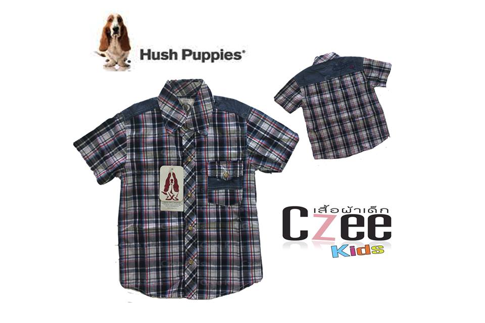 เสื้อผ้าเด็ก เสื้อ Shirt ลายสก๊อต สีเทา (Hush Puppies) รูปที่ 1