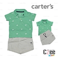 เสื้อผ้าเด็ก เสื้อเชิ้ตสีเขียว ลายปลาวาฬ  พร้อมกางเกงขอบยางยืด (Carter's)  