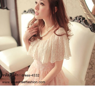 พร้อมส่ง ชุดเดรสแฟชั่นผ้าชีฟอง สีชมพู ใส่ทำงาน ลายดอกไม้ รูปที่ 3