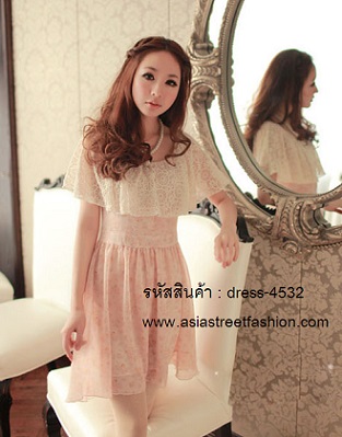 พร้อมส่ง ชุดเดรสแฟชั่นผ้าชีฟอง สีชมพู ใส่ทำงาน ลายดอกไม้ รูปที่ 6