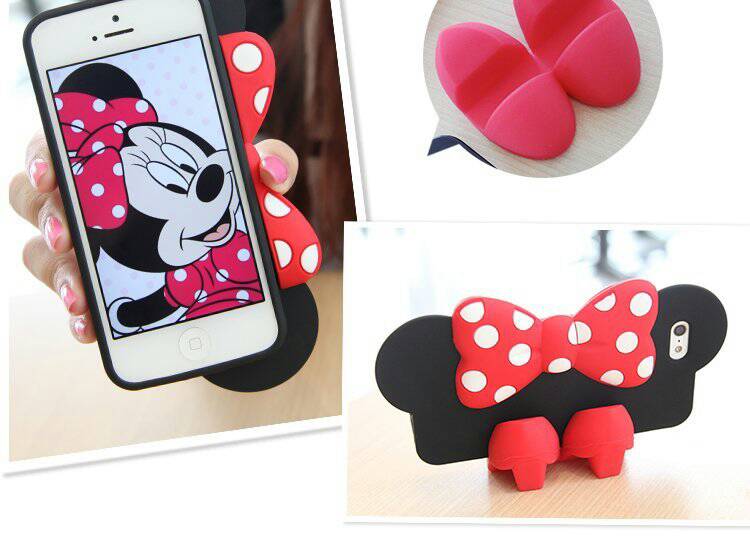 เคสไอโฟน5S/5 เคสซิลิโคลน 3D ลายการ์ตูนมินนี่โบว์แดง และ มินนี่โบว์ชมพู รูปที่ 2