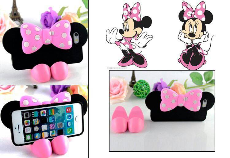 เคสไอโฟน5S/5 เคสซิลิโคลน 3D ลายการ์ตูนมินนี่โบว์แดง และ มินนี่โบว์ชมพู รูปที่ 3