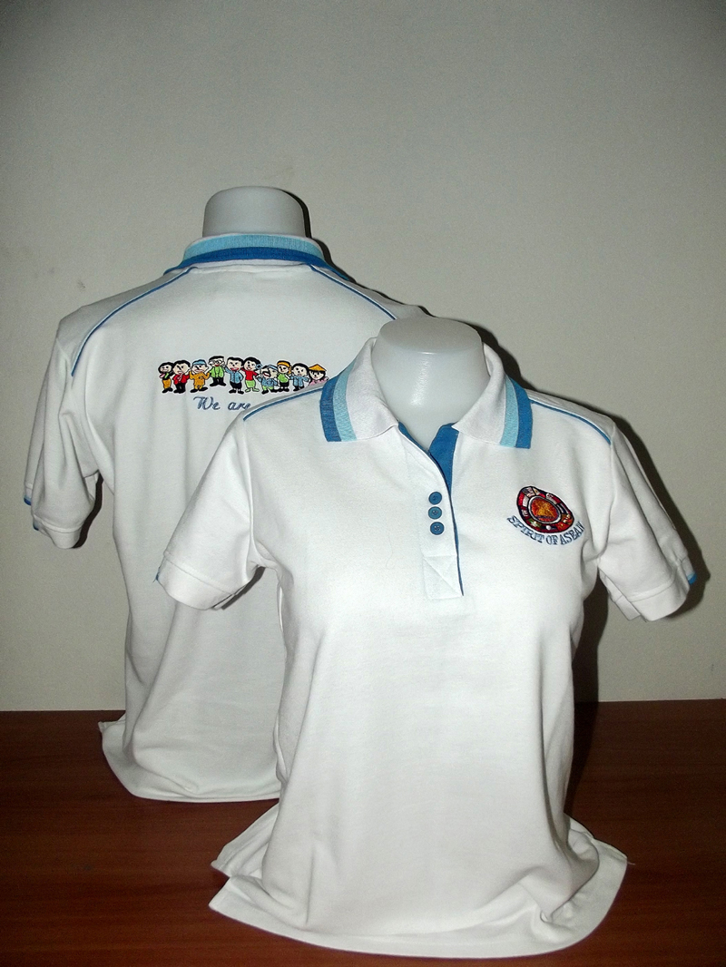 เสื้อโปโลสำเร็จรูป ขาวขลิบฟ้า มีทรง ชาย-หญิง  สอบถามได้ที่ ไลน์ไอดี @tngshirtshop รูปที่ 2