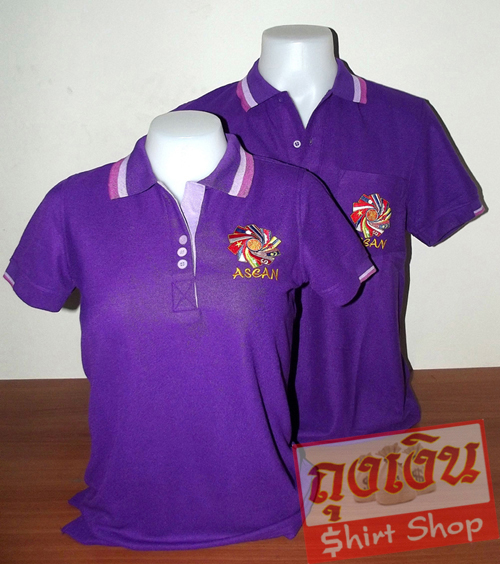 เสื้อโปโล สีม่วงเข้ม มีทั้งทรงชายและทรงหญิง สอบถามได้ที่ ไลน์ไอดี @tngshirtshop รูปที่ 2