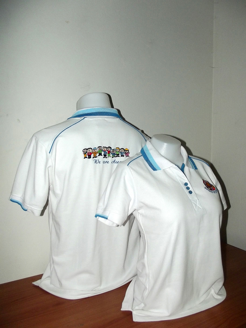 เสื้อโปโลสำเร็จรูป ขาวขลิบฟ้า มีทรง ชาย-หญิง  สอบถามได้ที่ ไลน์ไอดี @tngshirtshop รูปที่ 3