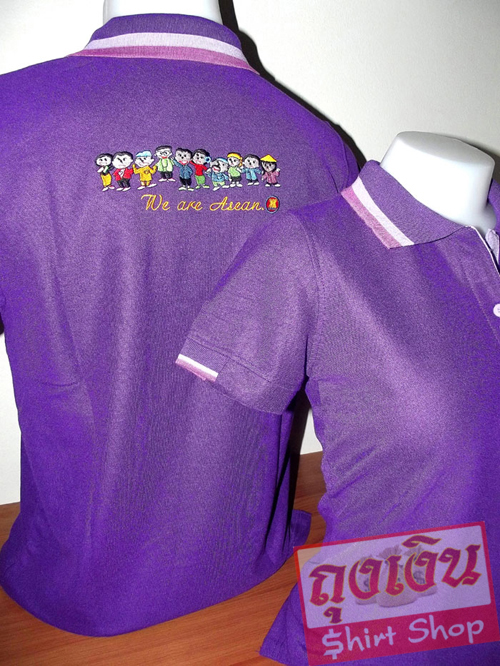 เสื้อโปโล สีม่วงเข้ม มีทั้งทรงชายและทรงหญิง สอบถามได้ที่ ไลน์ไอดี @tngshirtshop รูปที่ 3