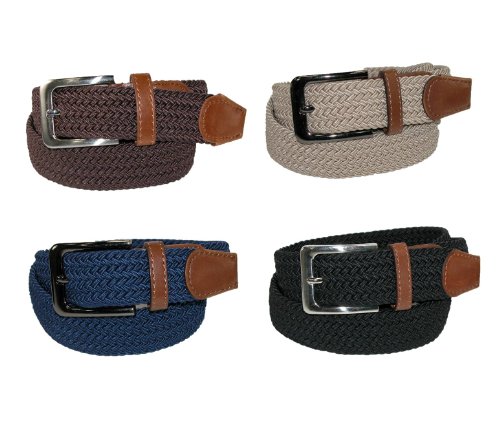 CTM® Mens Elastic Silver Buckle with Tan Tabs Stretch Belt  รูปที่ 6