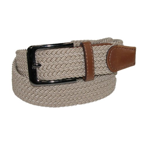 CTM® Mens Elastic Silver Buckle with Tan Tabs Stretch Belt  รูปที่ 4
