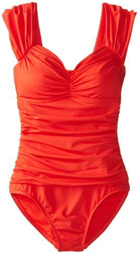 Swimsuit Kenneth Cole New York Women's Haute Wave Shirred Front One Piece Swimsuit (Type one Piece) รูปที่ 5