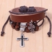 รูปย่อ Generic Antique Retro Cross Leather Bracelet with Bead Charm Adjustable Wirstband ( Antique ) รูปที่4