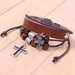 รูปย่อ Generic Antique Retro Cross Leather Bracelet with Bead Charm Adjustable Wirstband ( Antique ) รูปที่2