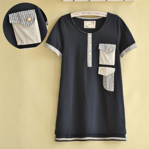 Women's Summer Pocket Cloth Sleeve T-shirt ( Fengbay Knit tee ) รูปที่ 4
