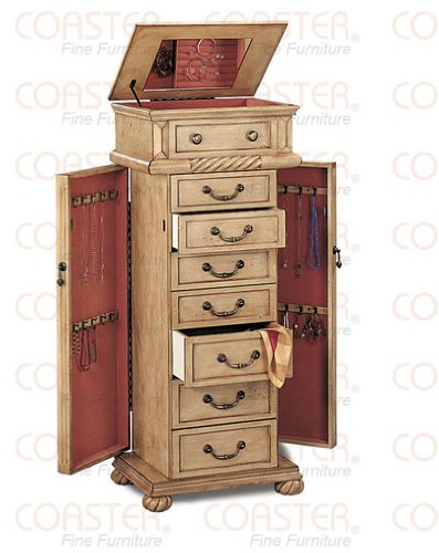 Jewelry Armoires Light Finish with Green Tinted Jewelry Storage Armoire with Mirror ( Antique ) รูปที่ 1