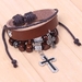 รูปย่อ Generic Antique Retro Cross Leather Bracelet with Bead Charm Adjustable Wirstband ( Antique ) รูปที่3