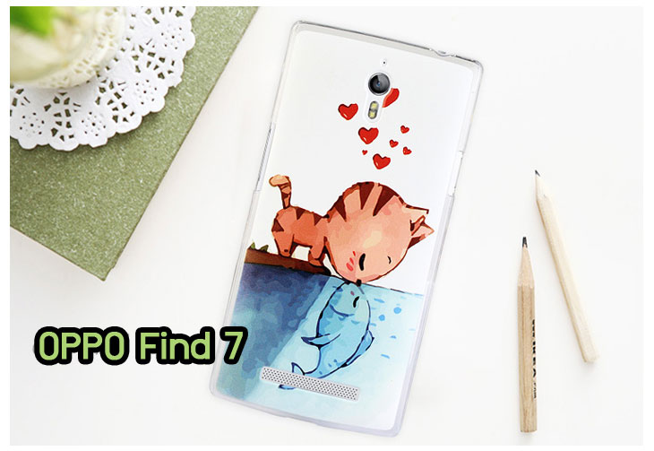 M781-08 เคสแข็ง OPPO Find 7 ลาย Cat & Fish รูปที่ 2