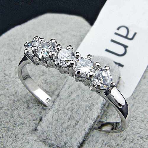 Size R 1/2 bondsnet 18k 18ct White gold GP Band Wedding Crystal Lab Diamond Ring TD-275 รูปที่ 1