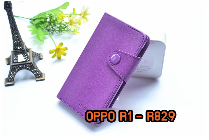 M664-05 เคสไดอารี่ OPPO R1 – R829 สีม่วง รูปที่ 2